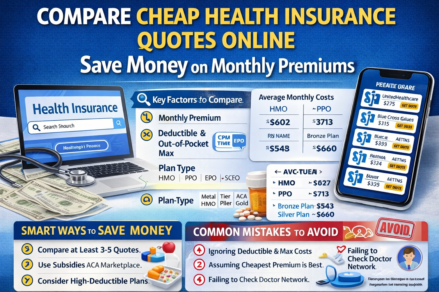 Comparing Cheap Health Insurance Quotes Online: Save Money on Monthly Premiums