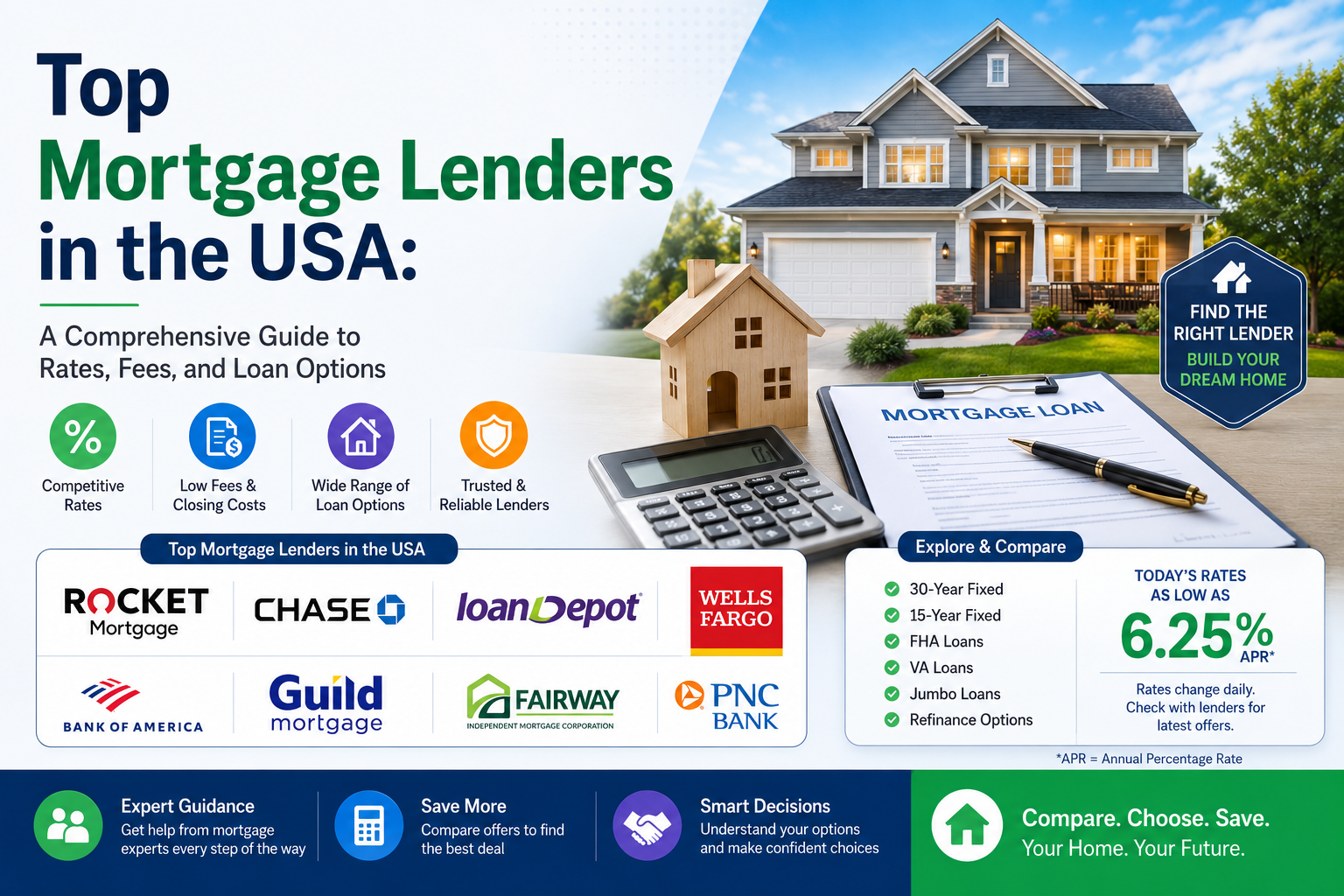 Best Mortgage Lenders in the USA: Compare Rates, Fees, and Loan Options