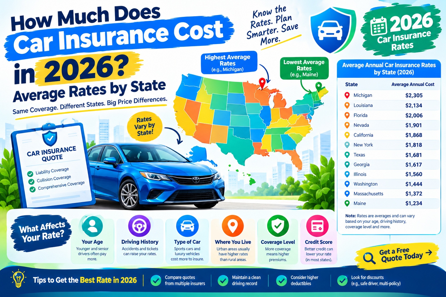 How Much Does Car Insurance Cost in 2026 Average Rates by State